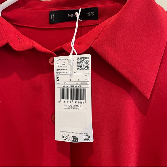 MANGO New With Tags Red Dress Small - Picture 6 of 6
